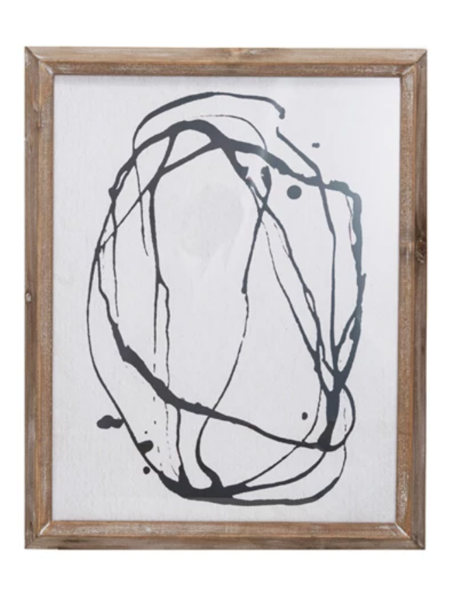 Wood Framed Abstract Line Wall Art