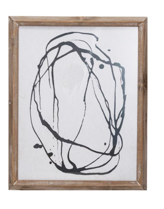 Wood Framed Abstract Line Wall Art