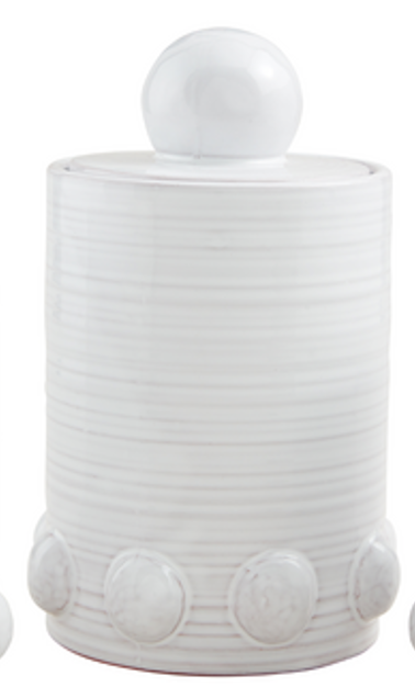 White Beaded Canisters