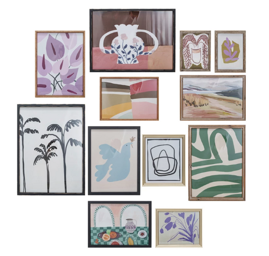 Wood Framed Glass Wall Decor