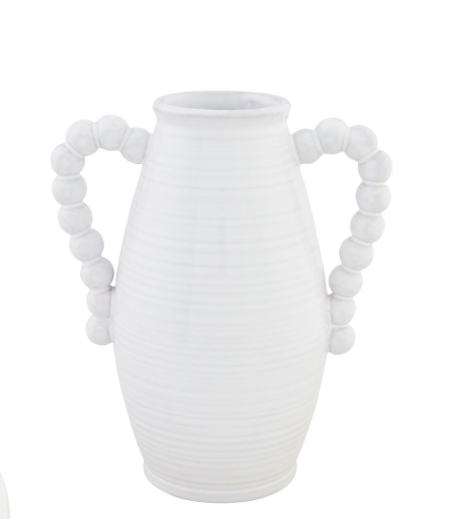 White Terracotta Beaded Vases