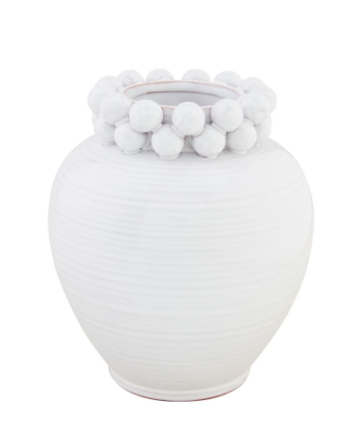 White Terracotta Beaded Vases