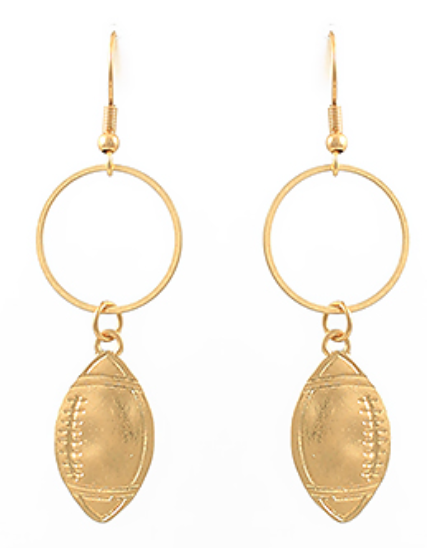 Football Dangling Circle Earrings