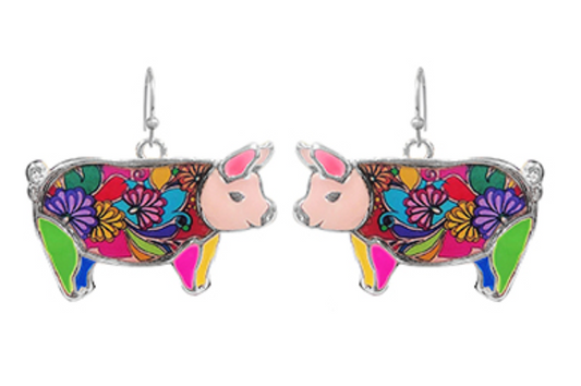 Pig Epoxy Dangle Earrings