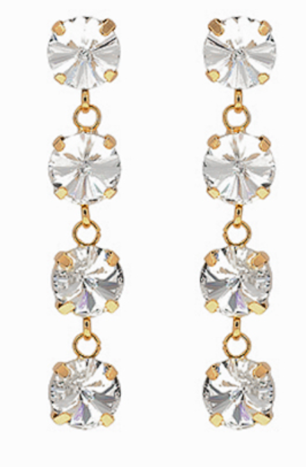 Crystal Round Linear Earrings