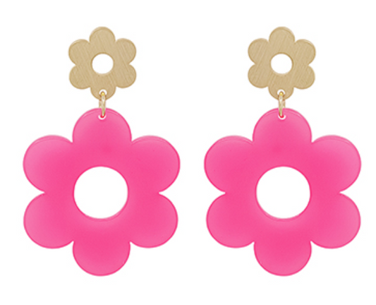 Double Flower Shape Dangle Earrings