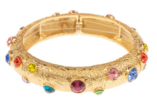 Stationed Color Stone Textured Bracelet