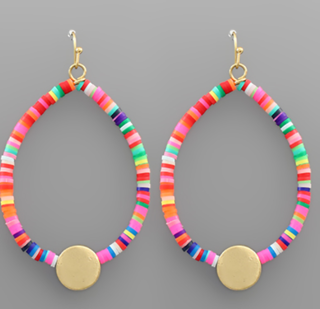 Rubber Bead Teardrop & Disk Earrings