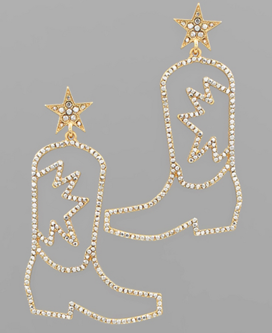 Crystal Hollow Cowboy  Earrings