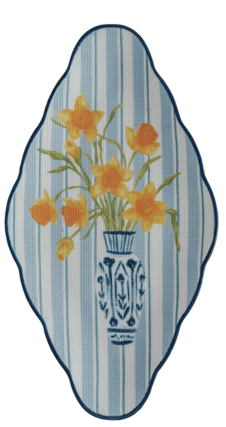 Flowers in Vase Textured Stoneware Plate