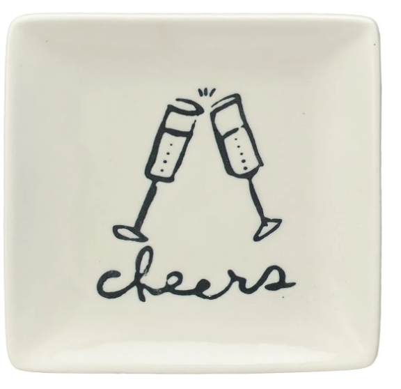 Wine Art & Word Stoneware Dish