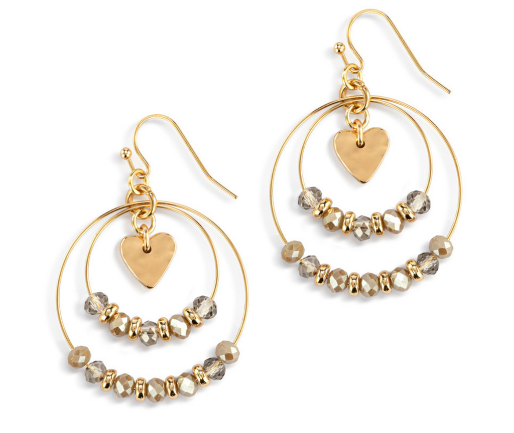 Beaded Love Earrings - Gray