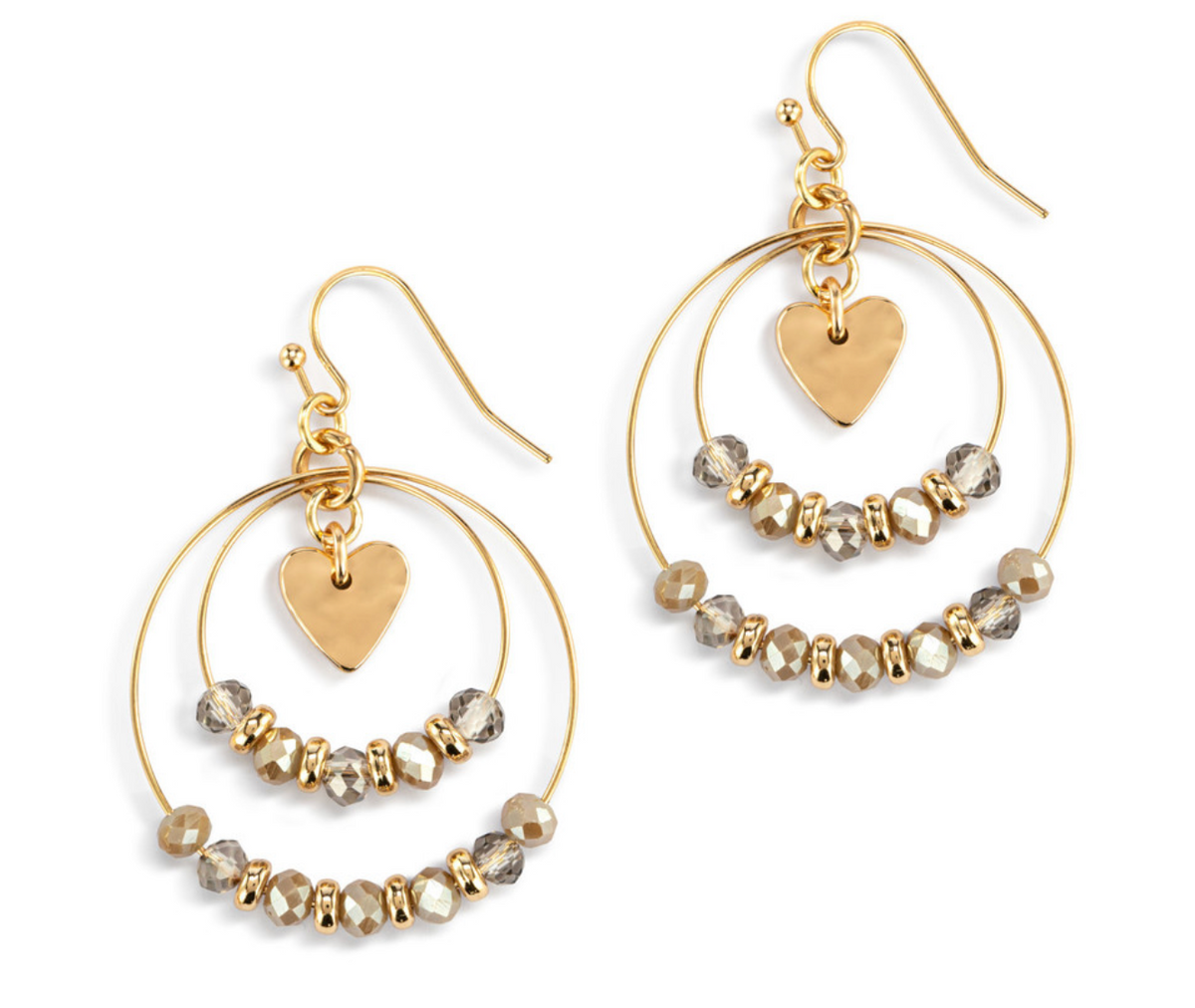 Beaded Love Earrings - Gray