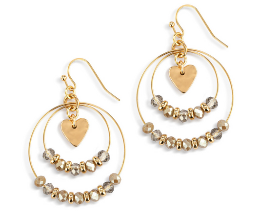 Beaded Love Earrings - Gray