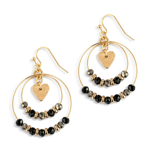 Beaded Love Earrings - Black