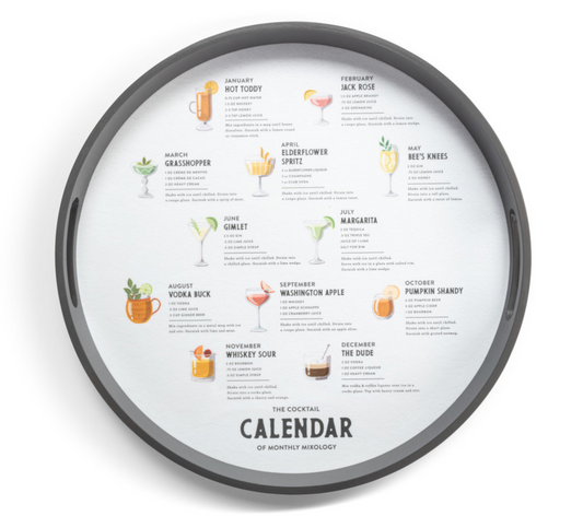 Cocktail Calendar Round Serve Tray