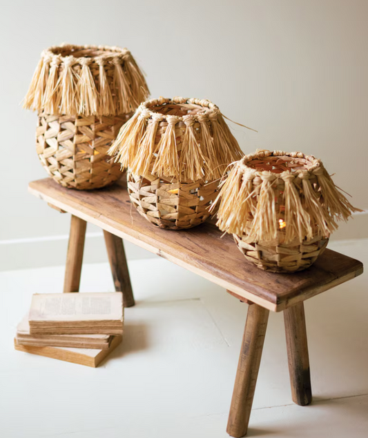 Seagrass Lanterns with Glass Insert