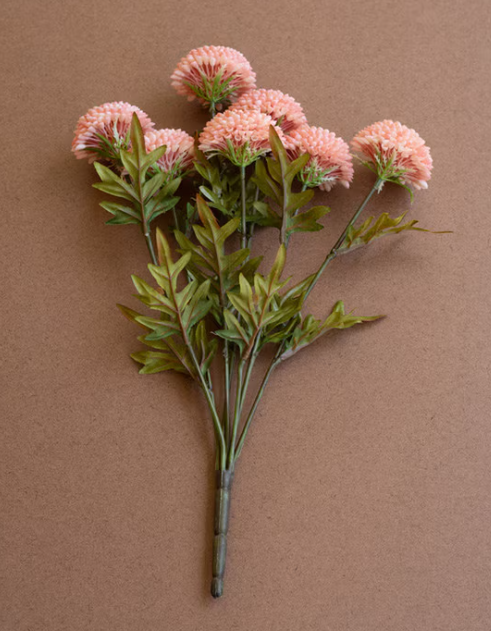 Bundle of 7 Artificial Light Pink Ball Dahlias