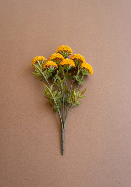 Bundle of 7 Artificial Mustard Ball Dahlias