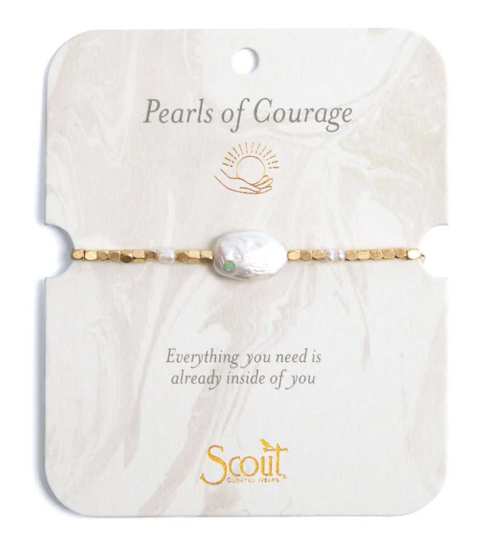 Pearl Affirmation Bracelet - Courage/Gold