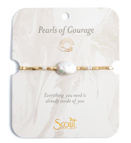 Pearl Affirmation Bracelet - Courage/Gold