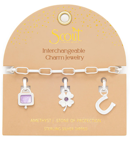 Interchangeable Charm Bracelet - Amethyst / Protection