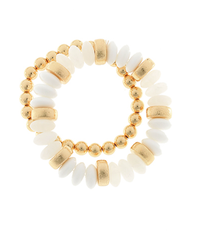2 Row Color Rondelle Beads Bracelet