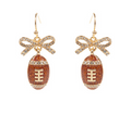 Bow & Football Dangling Glitter Earrings