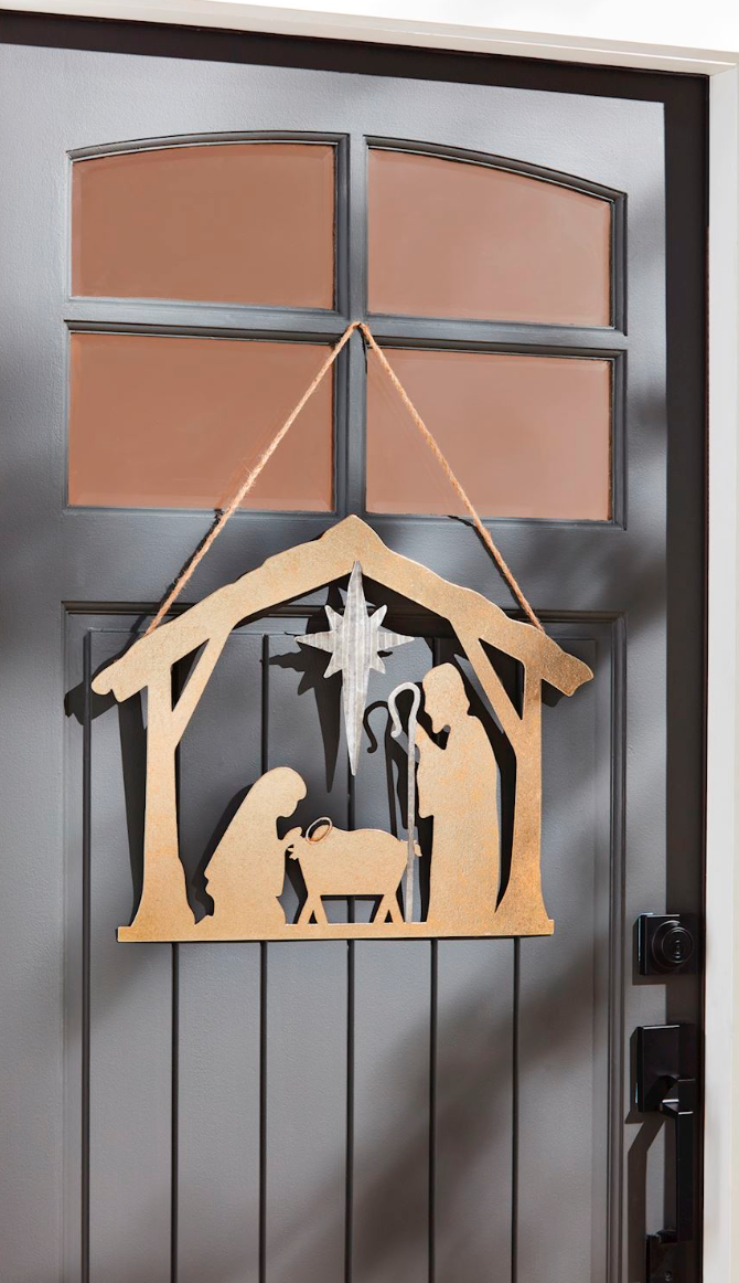 Metal Nativity Door Hanger