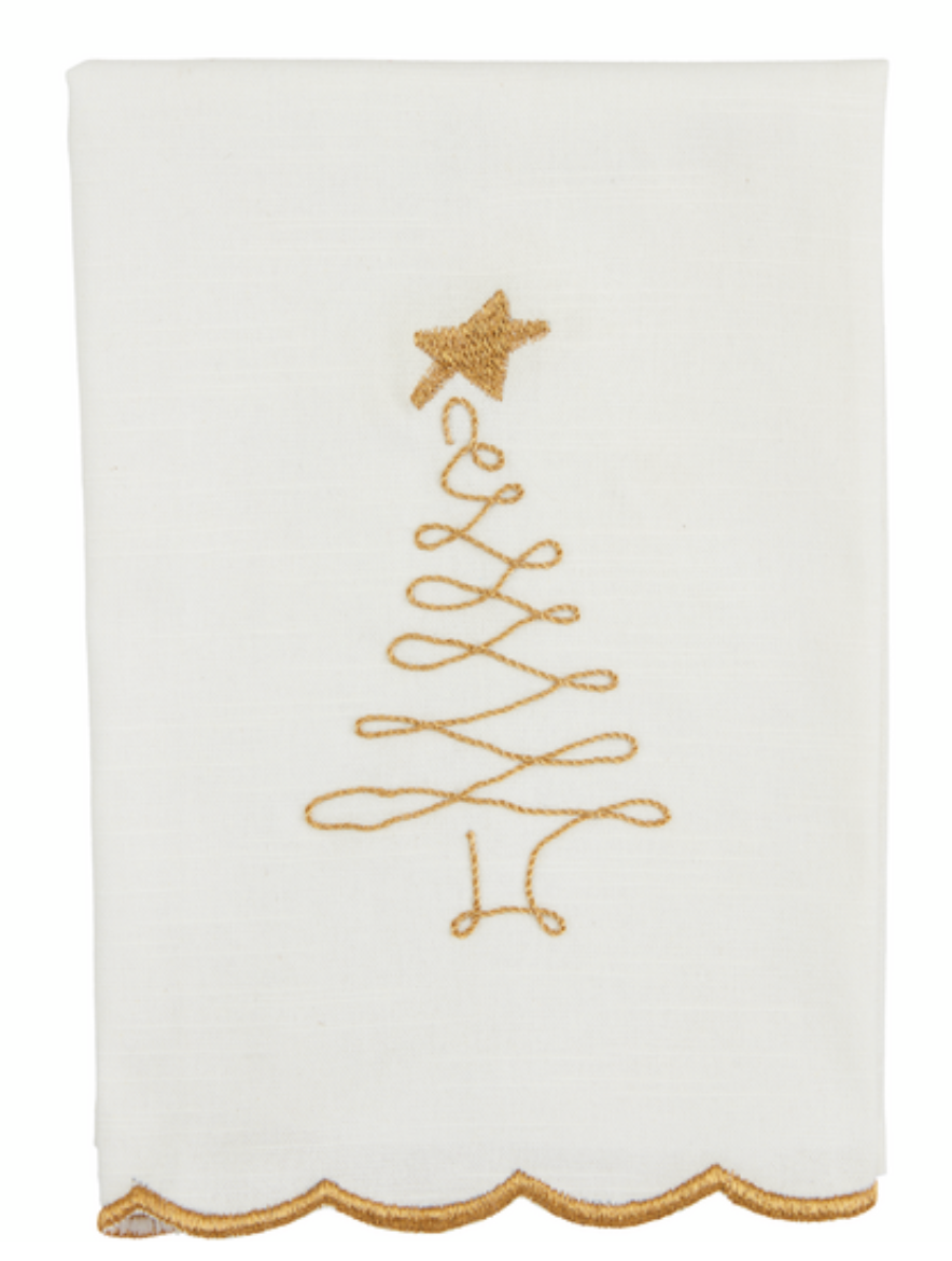 Gold Scalloped Christmas Towels