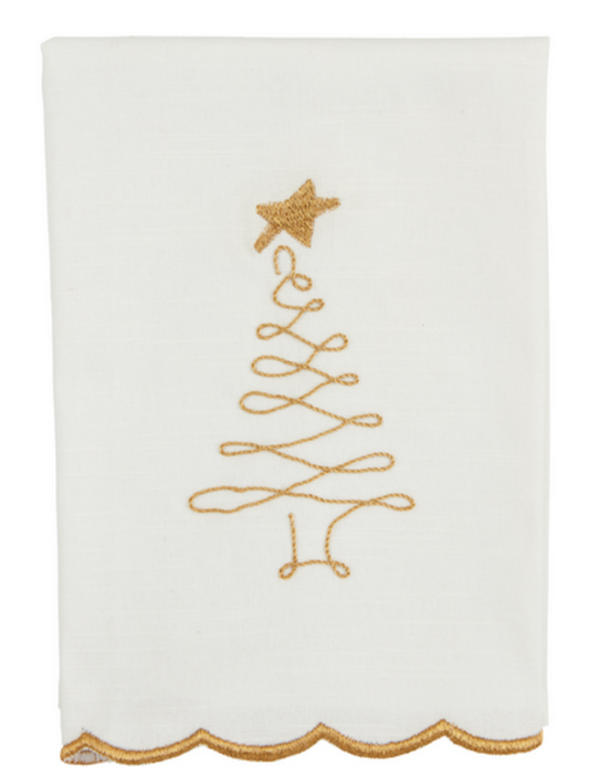 Gold Scalloped Christmas Towels