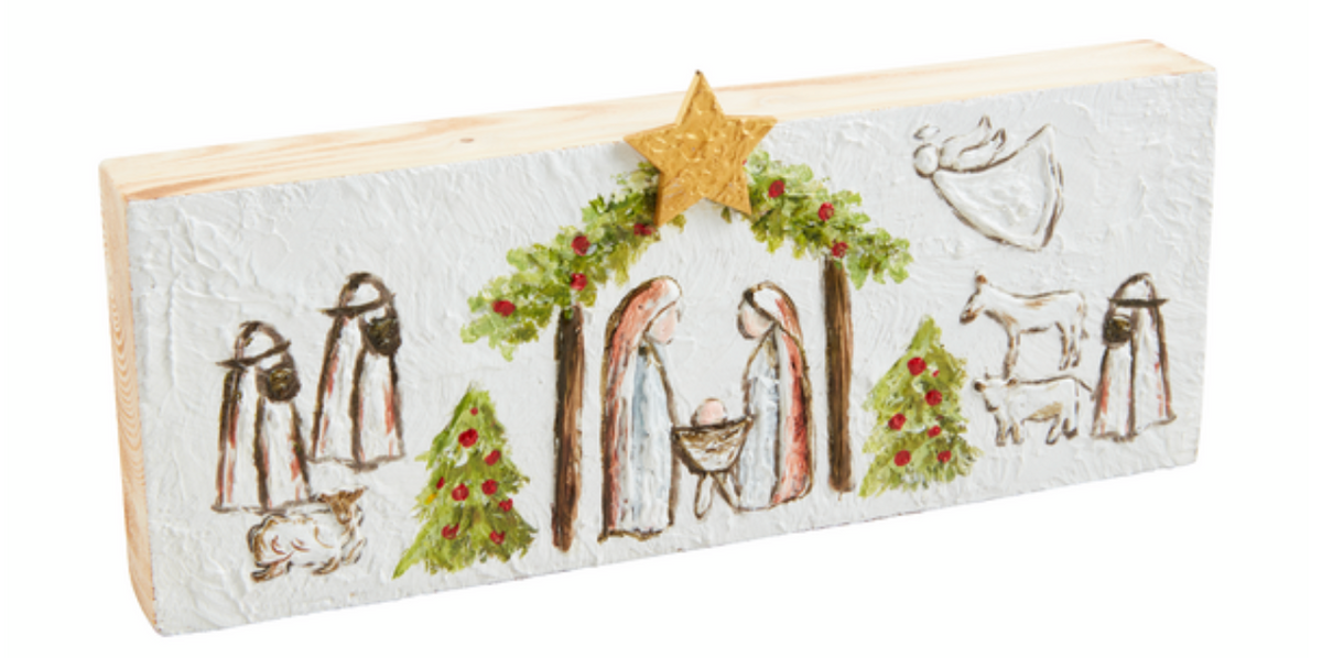 Wooden Nativity Plaque