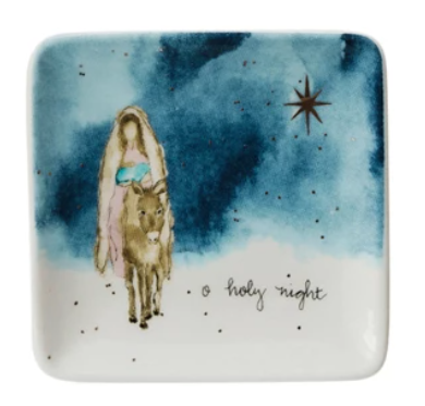 Christmas Stoneware Dish w/ Gold Electroplating
