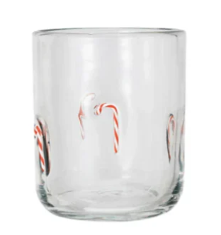 Drinking Glass w/ Embedded Holiday Icon Pattern