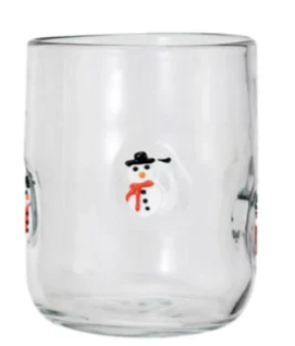 Drinking Glass w/ Embedded Holiday Icon Pattern