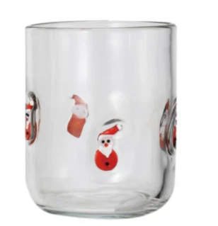 Drinking Glass w/ Embedded Holiday Icon Pattern