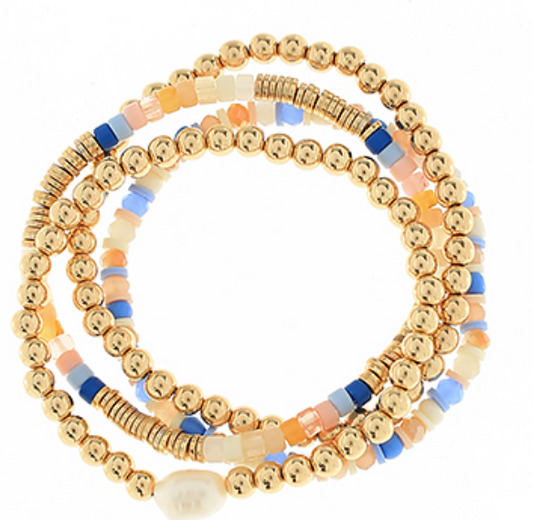 4 Row Multi Bead Bracelet Set