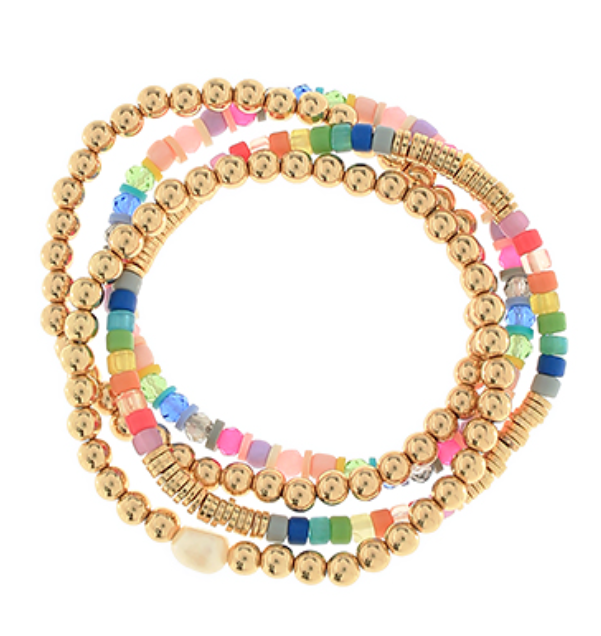 4 Row Multi Bead Bracelet Set