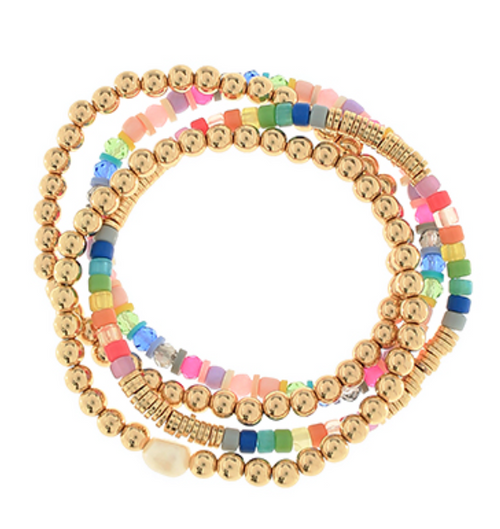 4 Row Multi Bead Bracelet Set