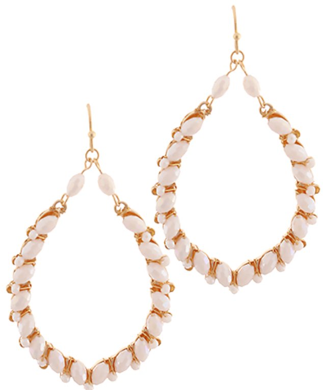Decorated Oval Stone Drop Earrings