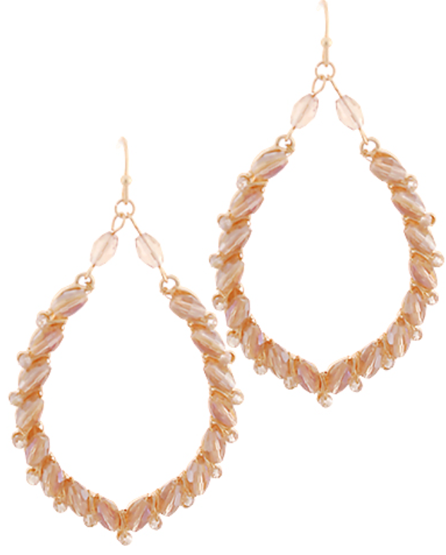 Decorated Oval Stone Drop Earrings