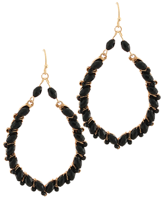 Decorated Oval Stone Drop Earrings