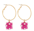 Ring & Wrapped Raffia Ball w/Pearl Earrings