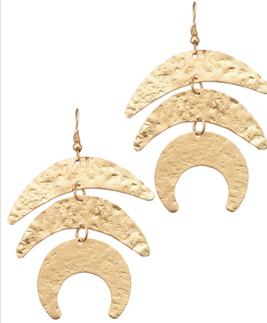 Linked 3 Shape Metal Earrings