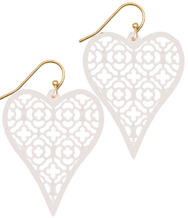 Coated Filigree Heart Earrings