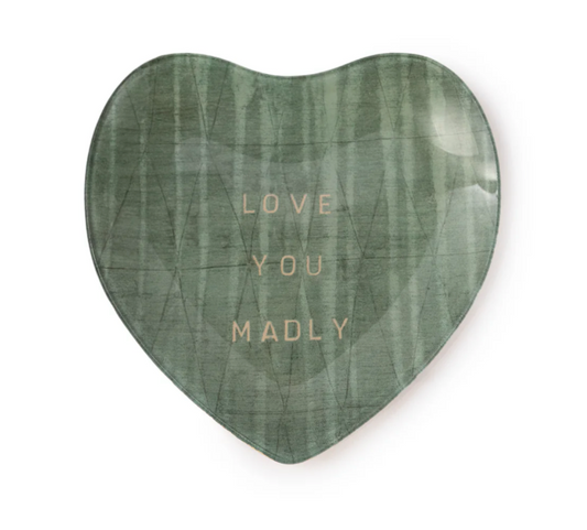 Blue Love You Madly Small Heart Decoupage Plate