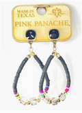 Black Rubber Bead Teardrop Austrian Crystal Earrings
