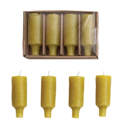 Set of 4 Unscented Bottle Taper Candles in Box