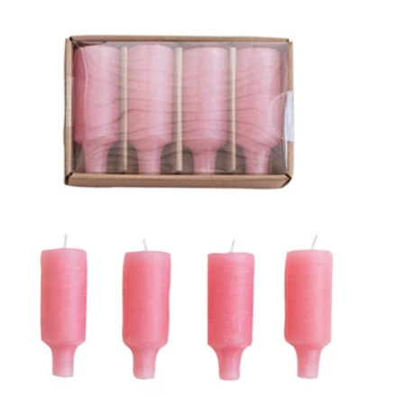 Set of 4 Unscented Bottle Taper Candles in Box