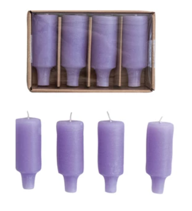 Set of 4 Unscented Bottle Taper Candles in Box